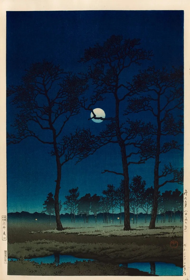 Winter Moon Over Toyama Plain Wall Art by Kawase Hasui - High-Resolution Digital Print