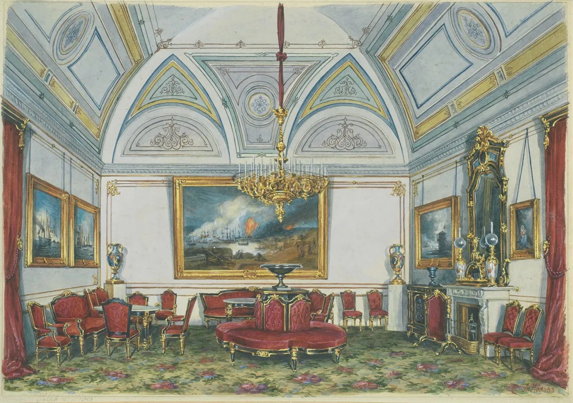 Winter Palace Interior Wall Art by Aleksander Kolb - High-Resolution Digital Print