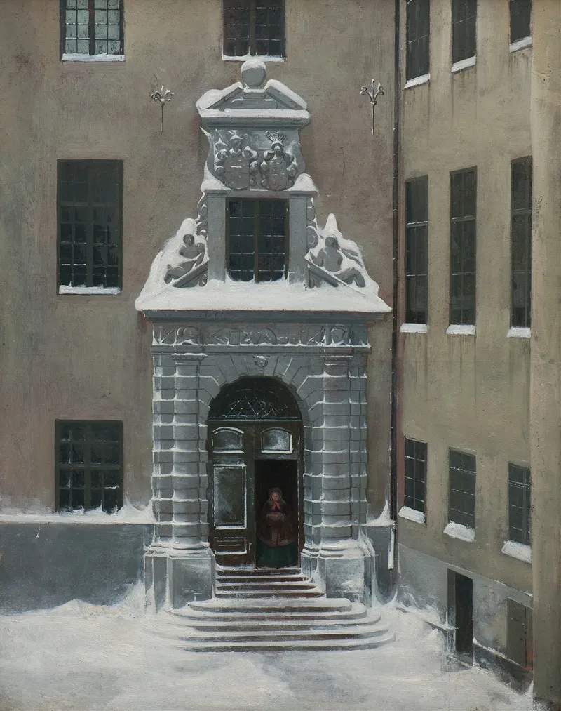 Winter Scene From The Present Foreign Office Stockholm Wall Art by Carl Stefan Bennet - High-Resolution Digital Print