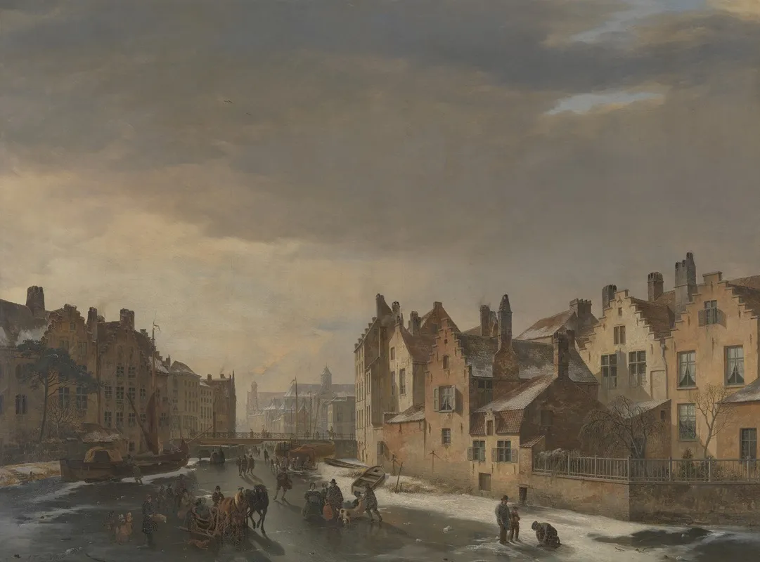 Winter Scene In Ghent Wall Art by Pieter-Frans De Noter - High-Resolution Digital Print