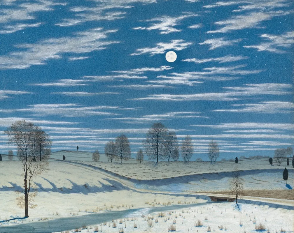 Winter Scene In Moonlight