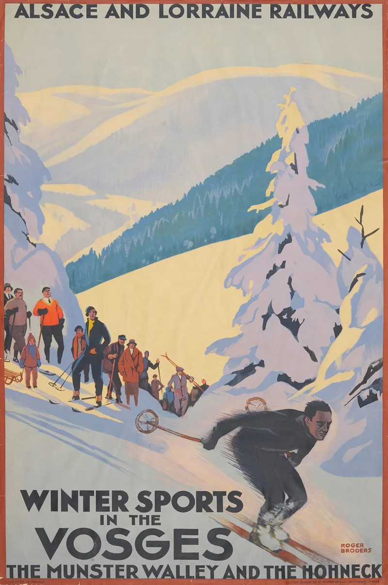 Winter Sports In The Vosges Wall Art by Roger Broders - High-Resolution Digital Print