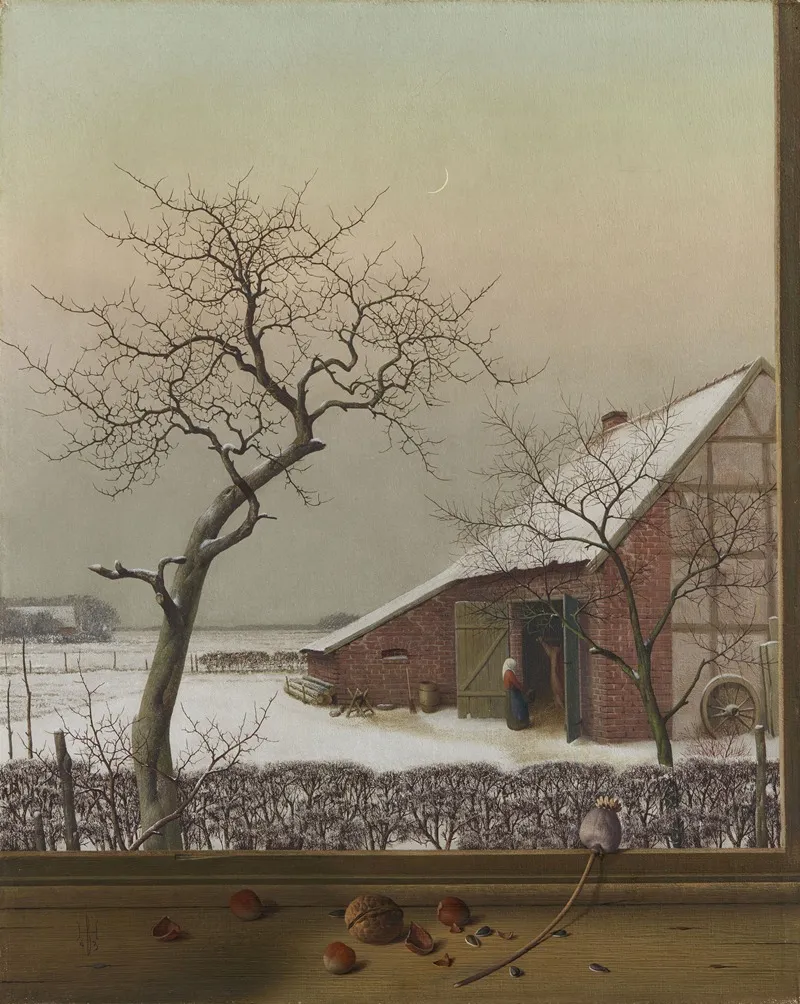 Winterabend Am Niederrhein Wall Art by Herbert Böttger - High-Resolution Digital Print