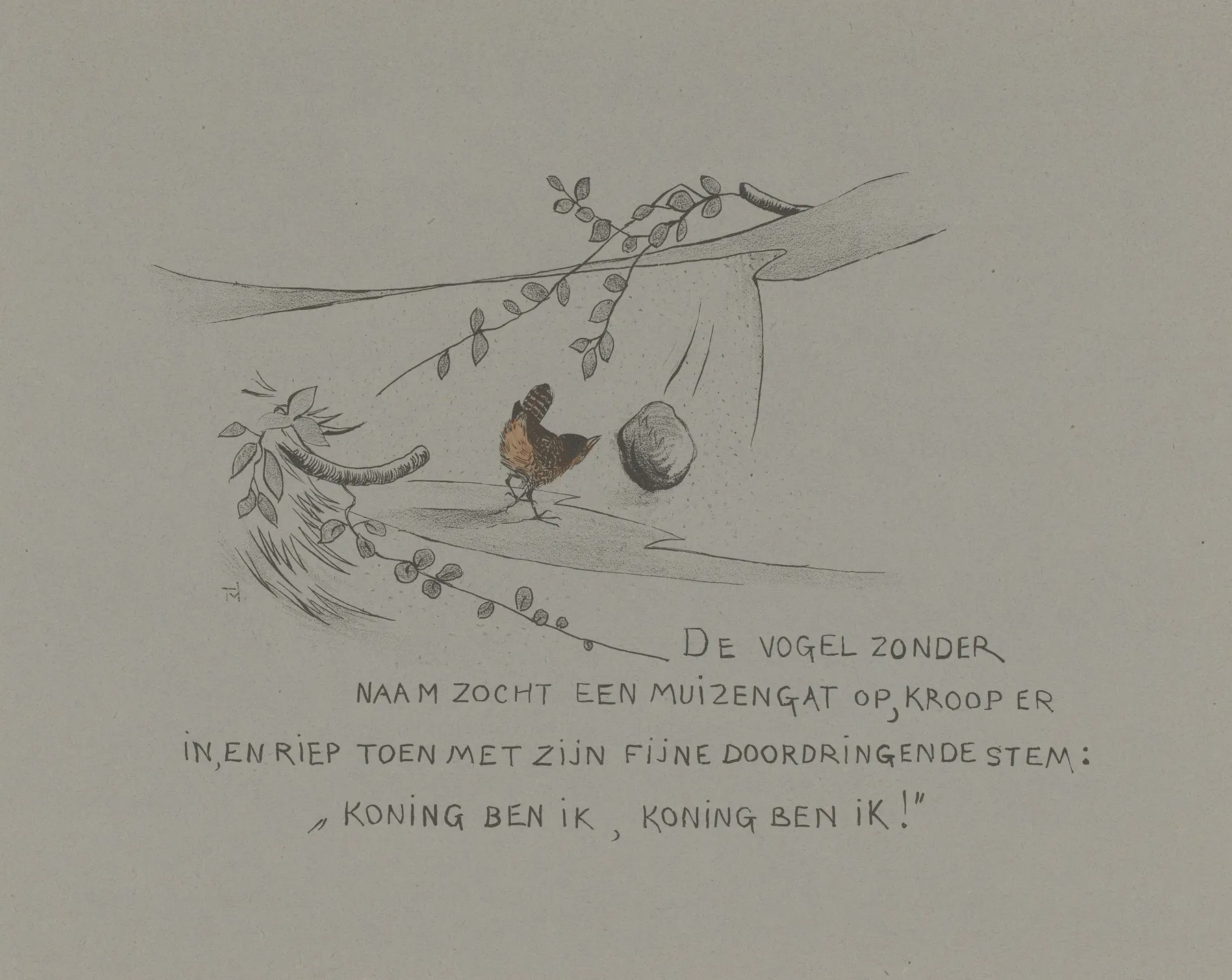 Winterkoning Bij Een Muizenhol