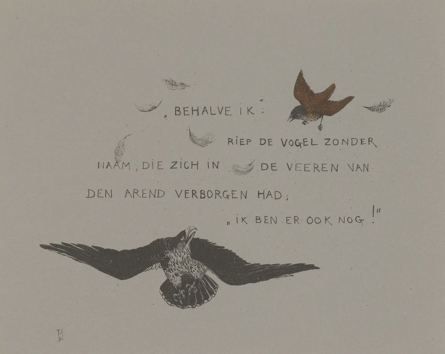 Winterkoning Stijgt Op Van De Rug Van De Arend