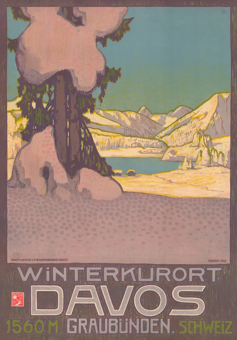 Winterkurort Davos Wall Art by Walther Koch - High-Resolution Digital Print