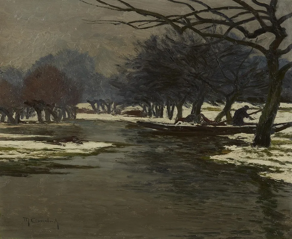 Winterlandschaft Mit Einem Boot Wall Art by Max Clarenbach - High-Resolution Digital Print