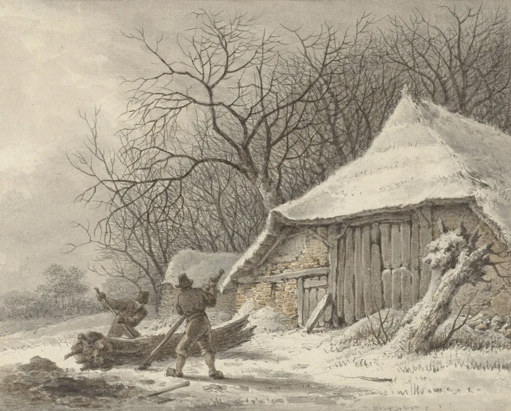 Winterlandschap Met Boerderij Bij Het Voorbroek Te Terborg Wall Art by François Joseph Pfeiffer II - High-Resolution Digital Print