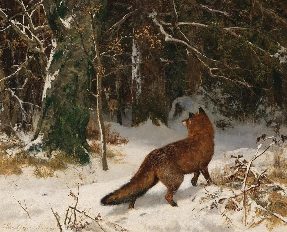 Winterliche Begegnung Wall Art by Josef Schmitzberger - High-Resolution Digital Print