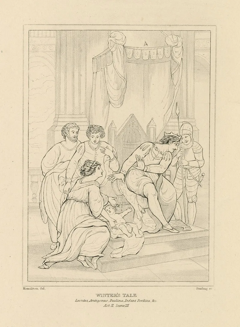 Winters Tale Leontes Antigonus Paulina Infant Perdita C Act Ii Scene Iii Wall Art by William Francis Starling - High-Resolution Digital Print