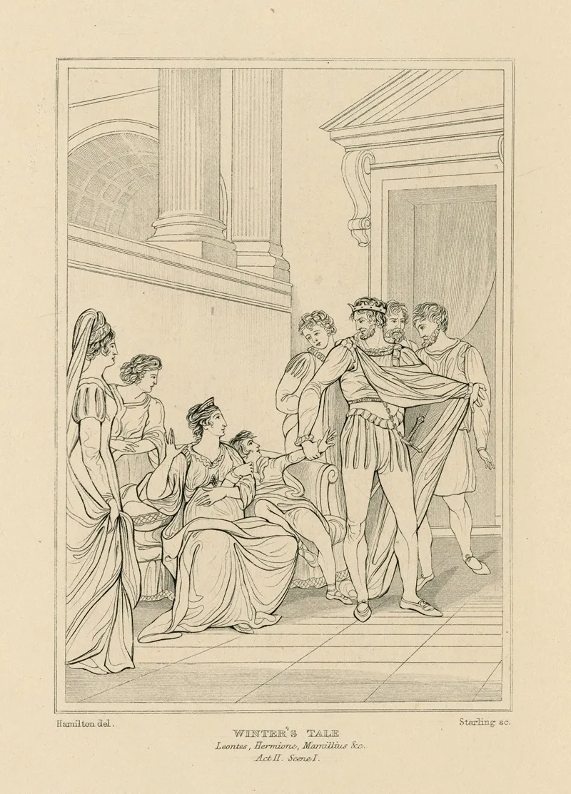 Winters Tale Leontes Hermione Mamillius C Act Ii Scene 1 Wall Art by William Francis Starling - High-Resolution Digital Print