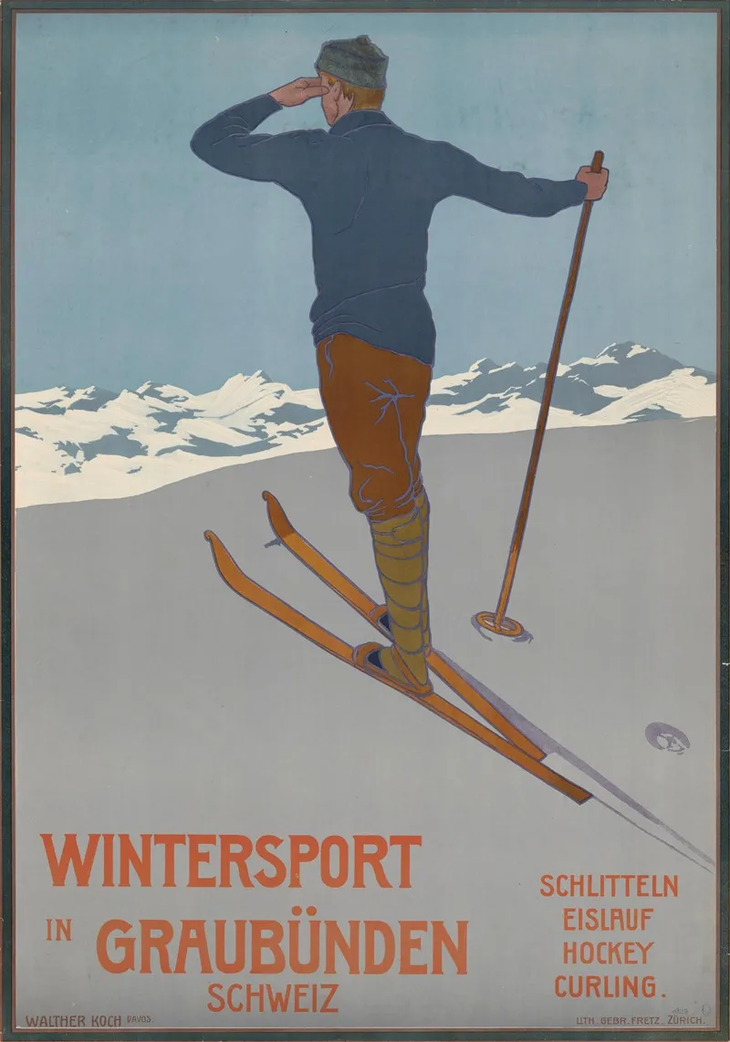 Wintersport In Graubunden Wall Art by Walter Koch - High-Resolution Digital Print