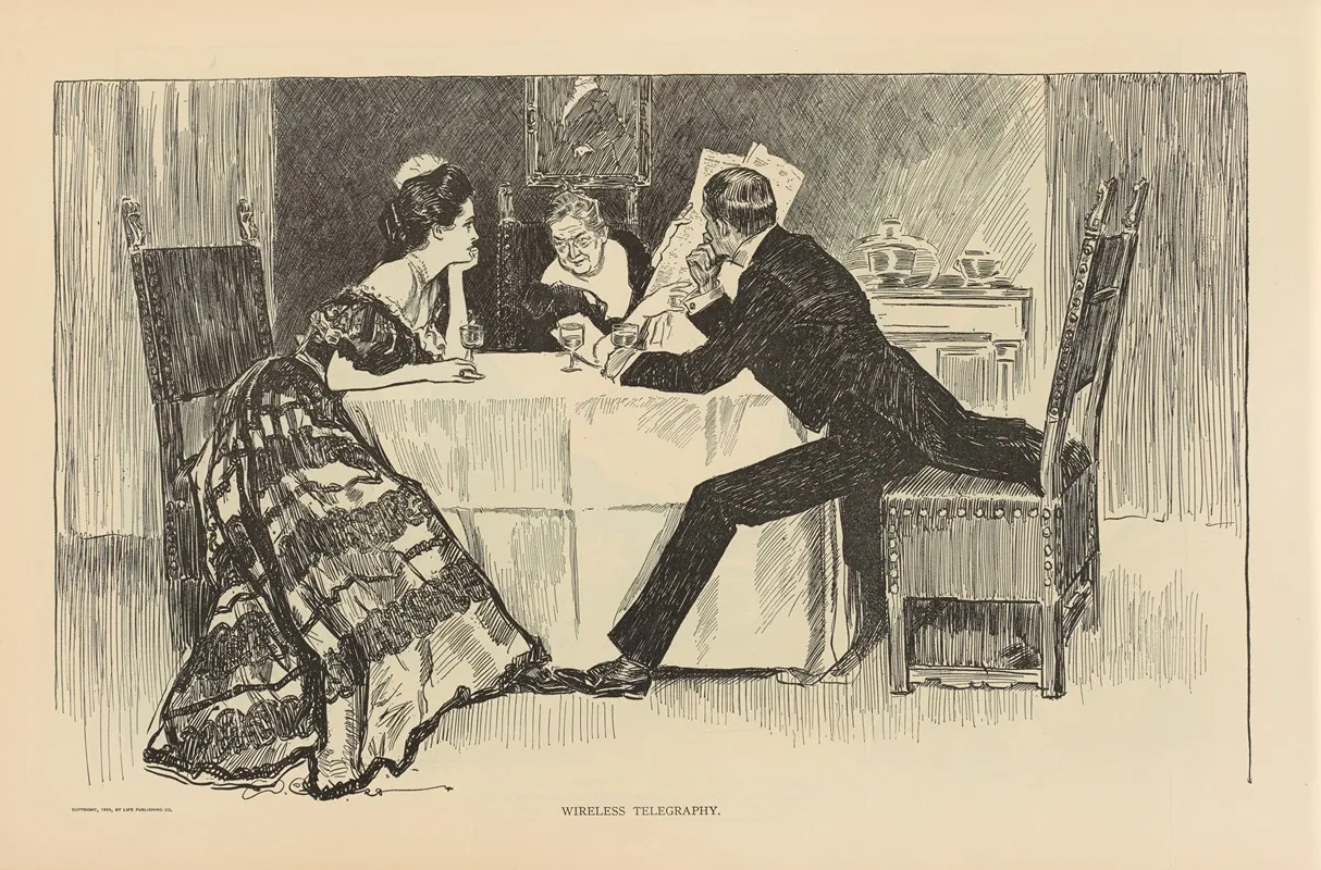 Wireless Telegraphy 2 Wall Art by Charles Dana Gibson - High-Resolution Digital Print