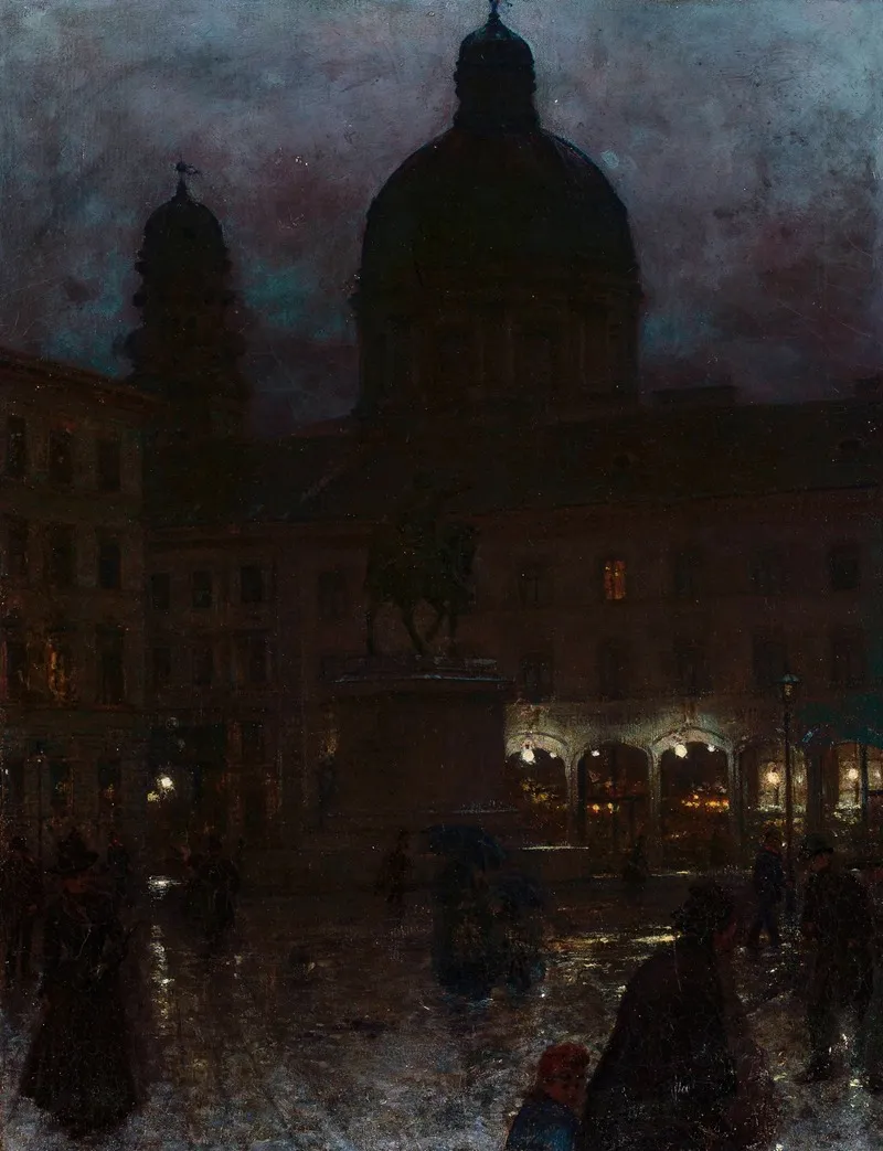 Wittelsbacher Platz In Munich At Night