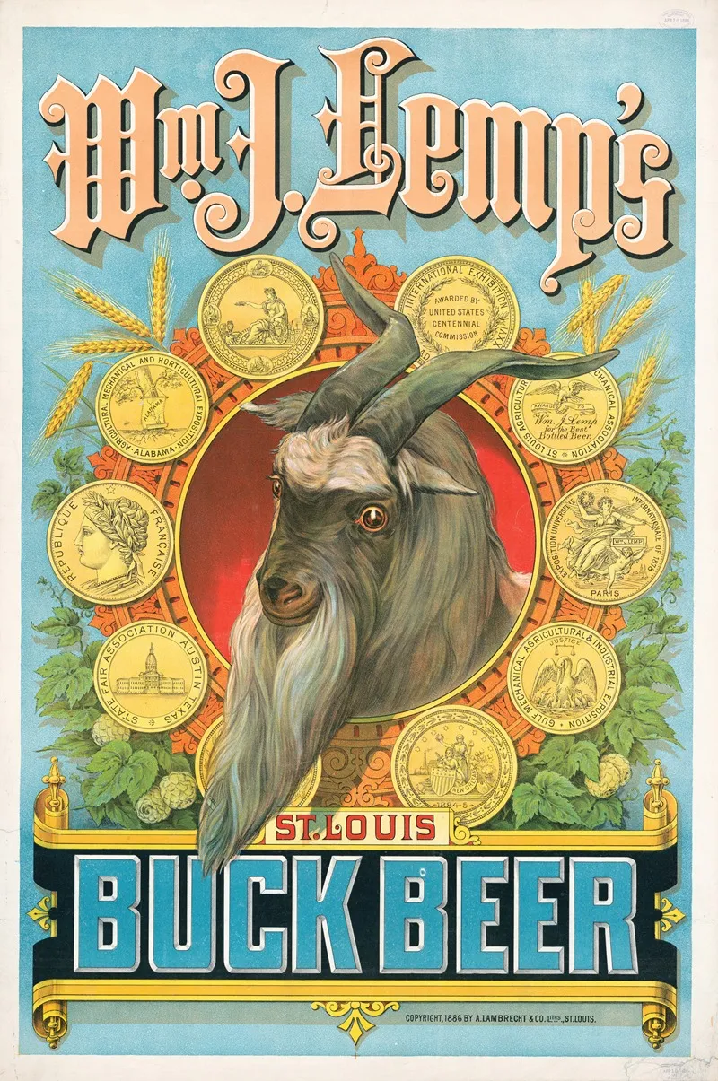 Wm J Lemps Buck Beer Wall Art by A. Lambrecht & Co. - High-Resolution Digital Print