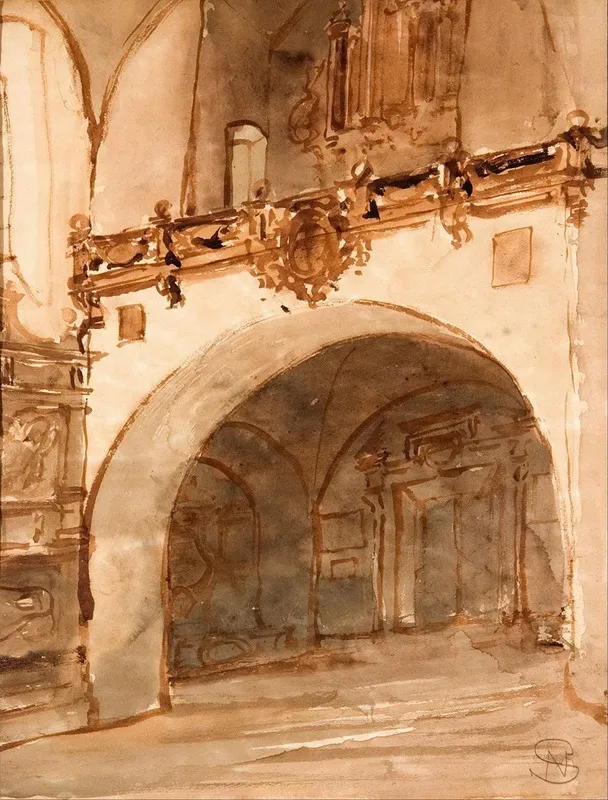 Wnetrze Kosciola Widok Na Kruchte I Chor Muzyczny Wall Art by Stanisław Noakowski - High-Resolution Digital Print