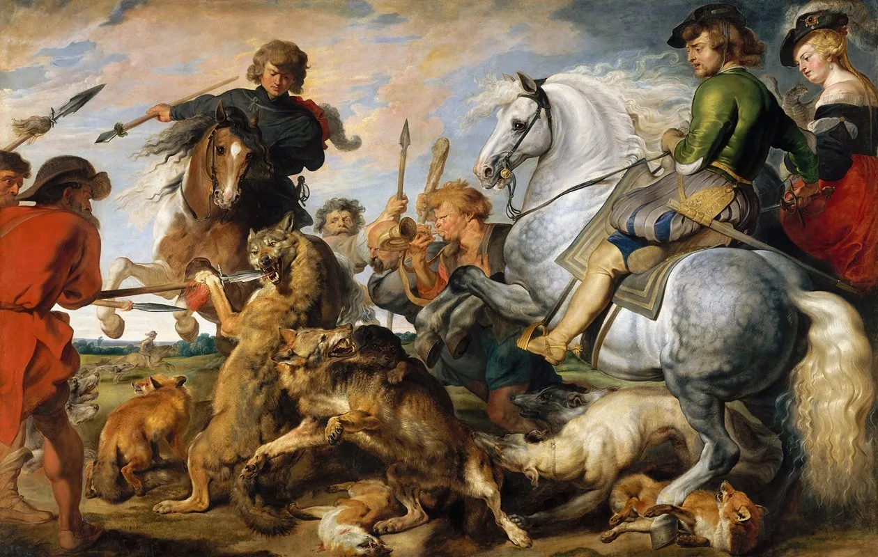 Wolf And Fox Hunt Wall Art by Peter Paul Rubens - High-Resolution Digital Print