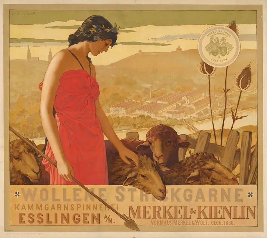 Wollene Strickgarne Kammgarnspinnerei Merkel Kienlin Esslingen Wall Art by Max Laeuger - High-Resolution Digital Print