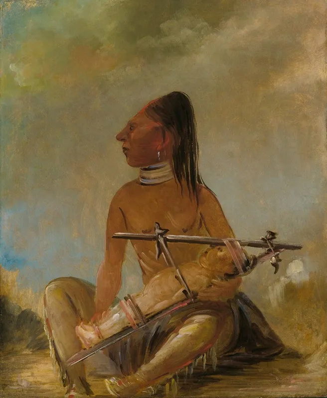 Woman And Child Showing How The Heads Of Children Are Flattened