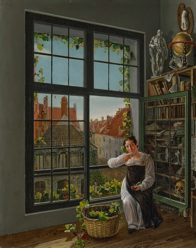 Woman At A Window Mechelen 1816 Wall Art by Frans Vervloet - High-Resolution Digital Print