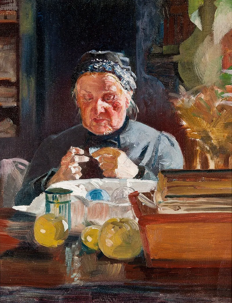 Woman At Table Sketch Wall Art by Jacek Malczewski - High-Resolution Digital Print