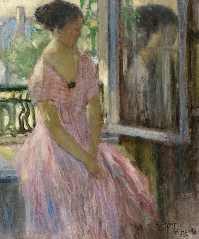 Woman At The Window 2 Wall Art by Auguste Oleffe - High-Resolution Digital Print