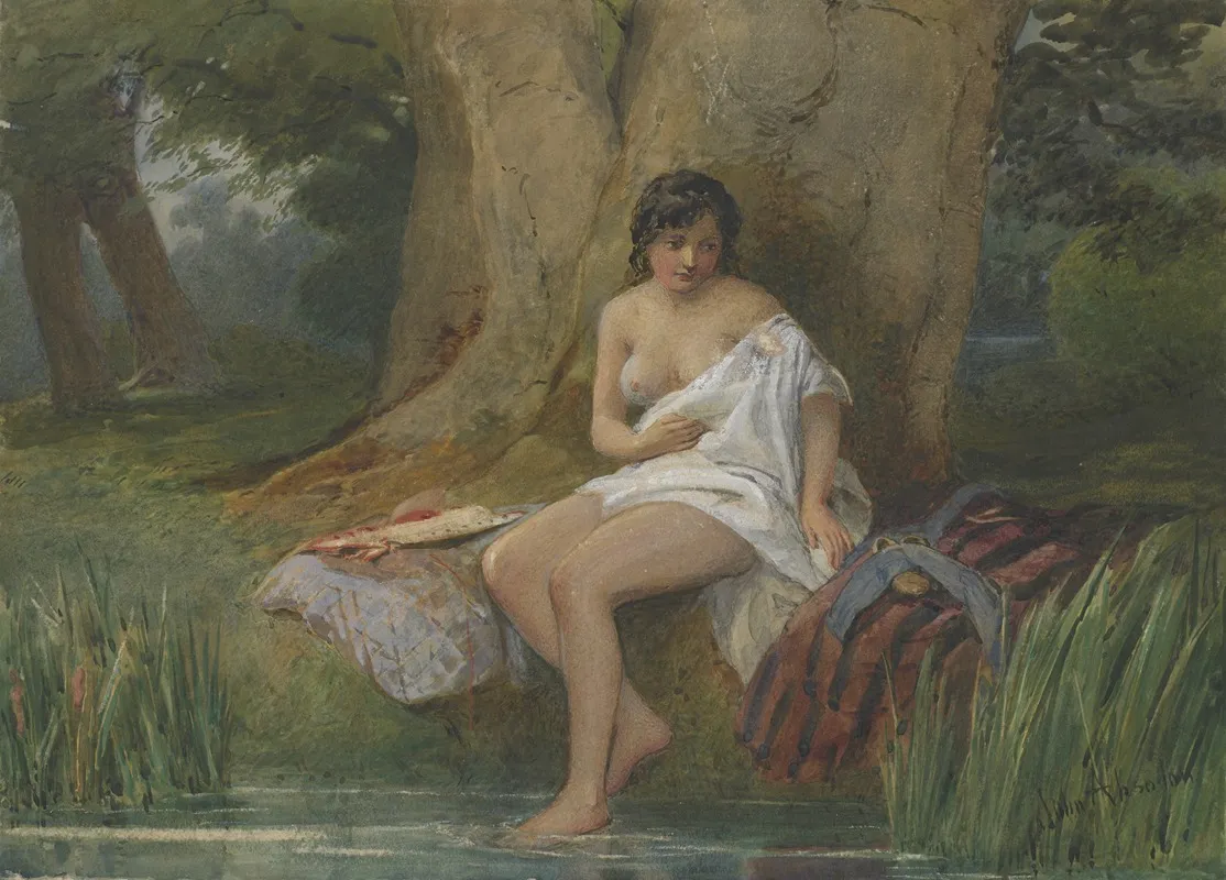 Woman Bathing 4 Wall Art by John Absolon - High-Resolution Digital Print