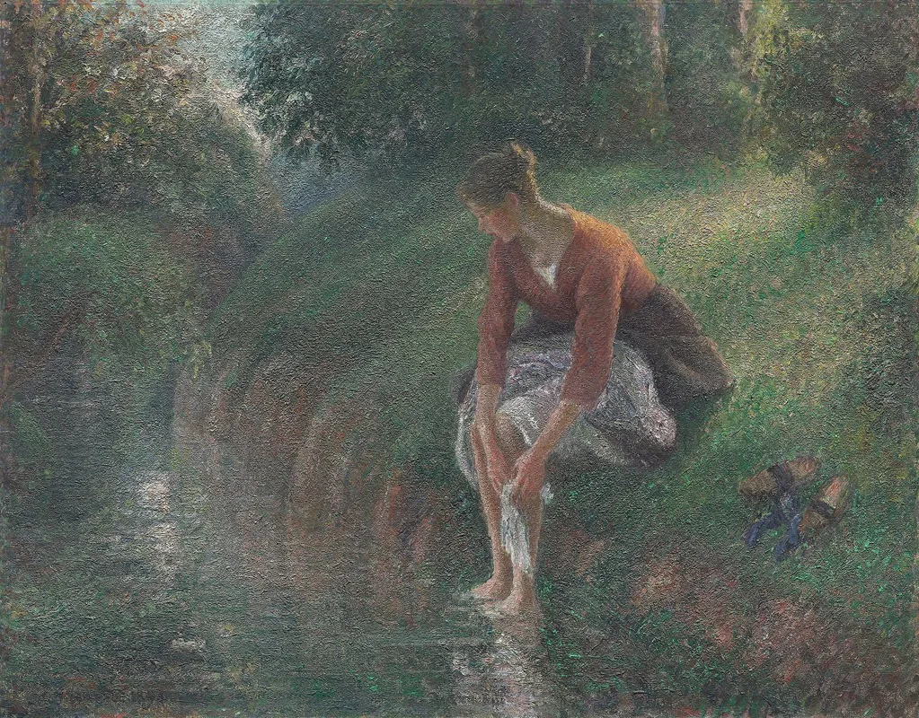 Woman Bathing Her Feet In A Brook