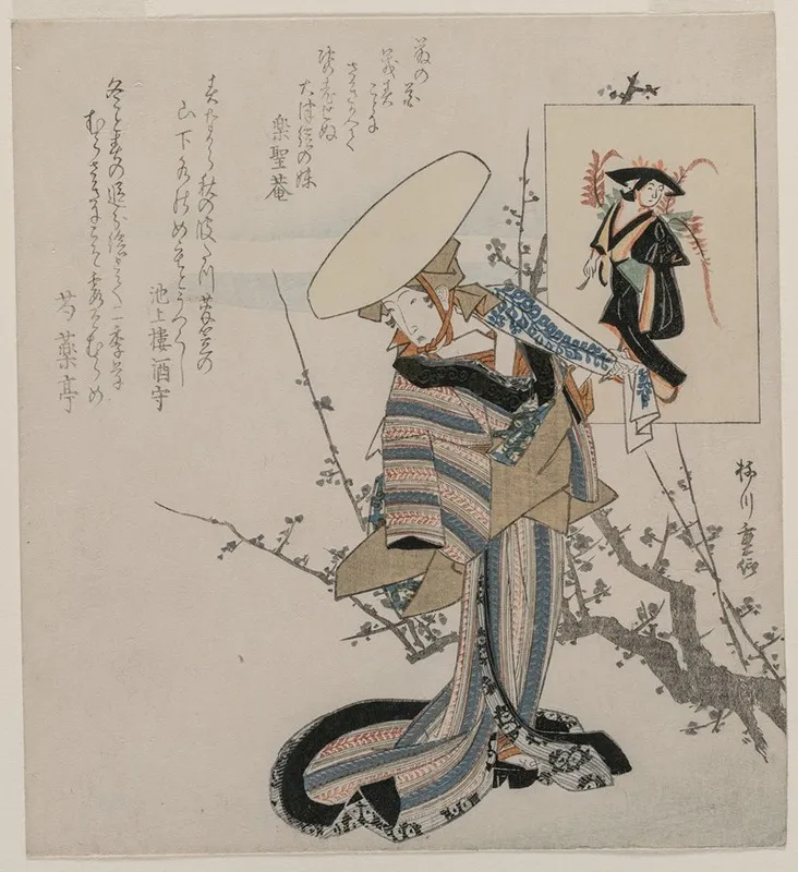 Woman By A Plum Tree Matched With The Wisteria Maiden From A Series Of Women Compared To Figures From Otsu Paintings