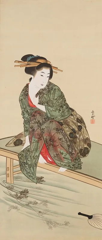 Woman By A Stream Wall Art by Mihata Jōryū - High-Resolution Digital Print