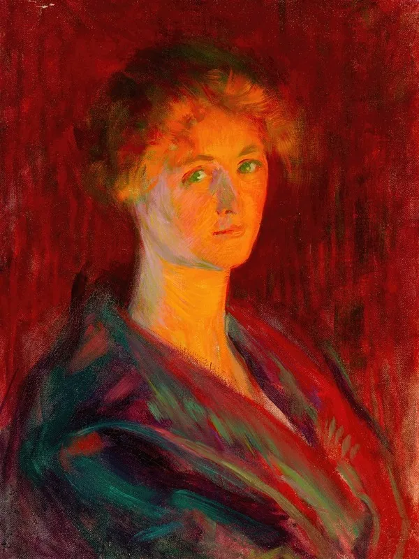 Woman By Firelight Wall Art by Ellen Day Hale - High-Resolution Digital Print