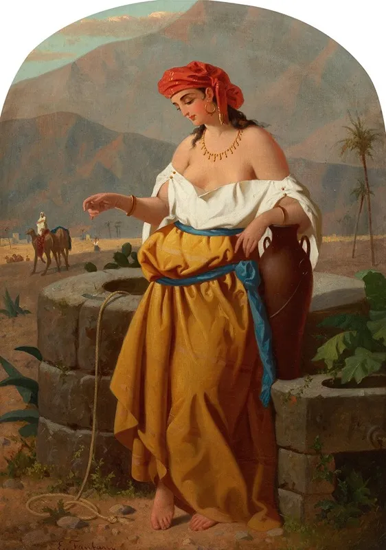 Woman By The Well Wall Art by Enrico Fanfani - High-Resolution Digital Print
