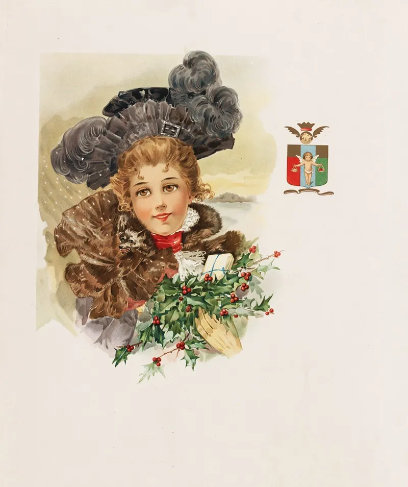 Woman Carrying Holly And Package