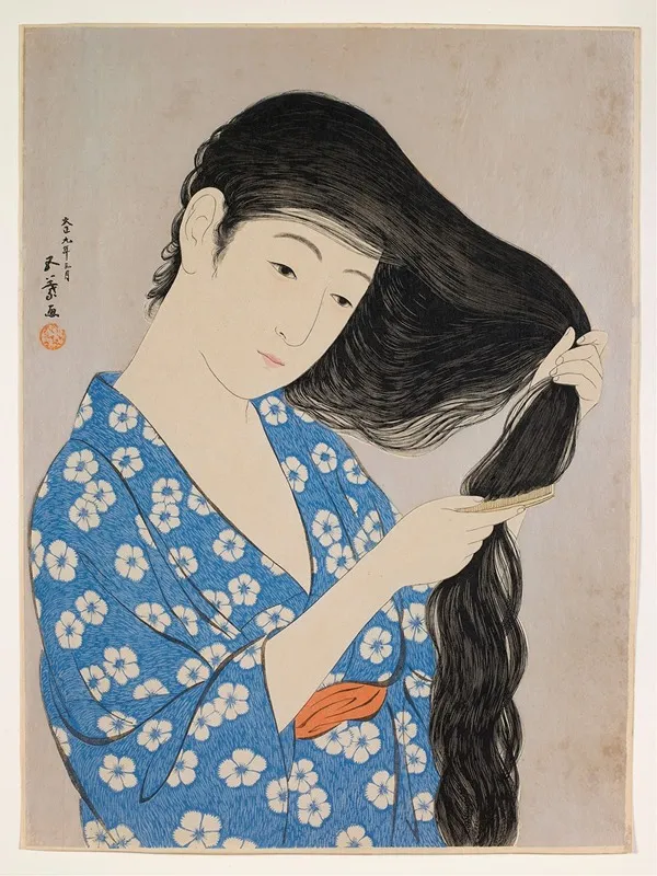 Woman Combing Her Hair