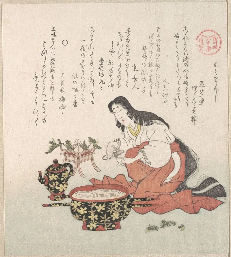 Woman Cutting Her Nails After Gathering Herbs