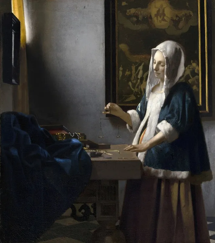 Woman Holding A Balance Wall Art by Johannes Vermeer - High-Resolution Digital Print