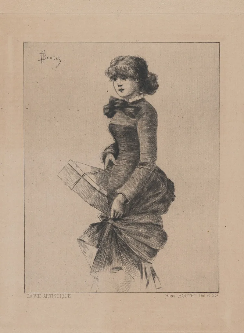 Woman Holding A Gift Box Wall Art by Henri Boutet - High-Resolution Digital Print