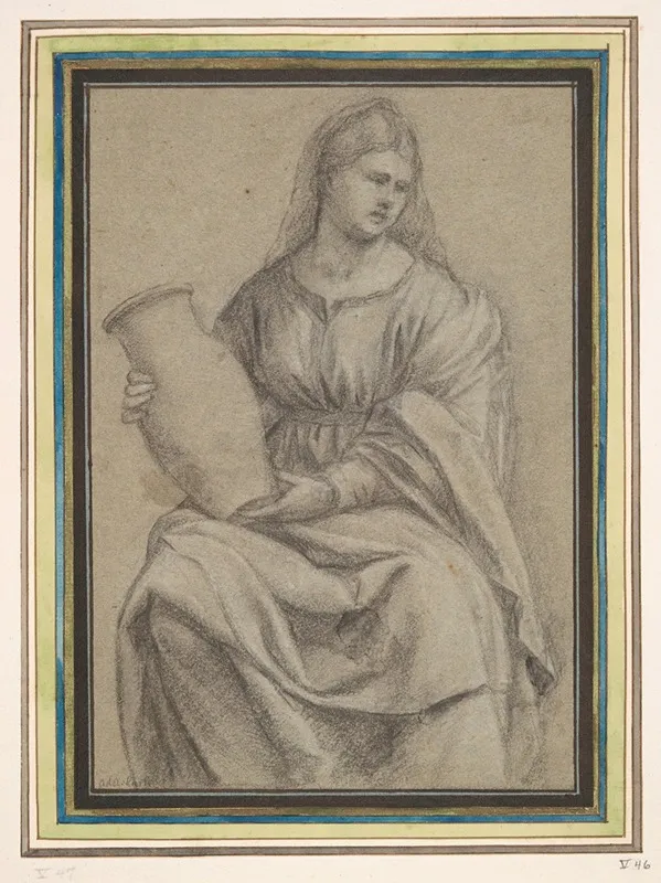 Woman Holding A Vase Wall Art by Bernardino Licinio - High-Resolution Digital Print