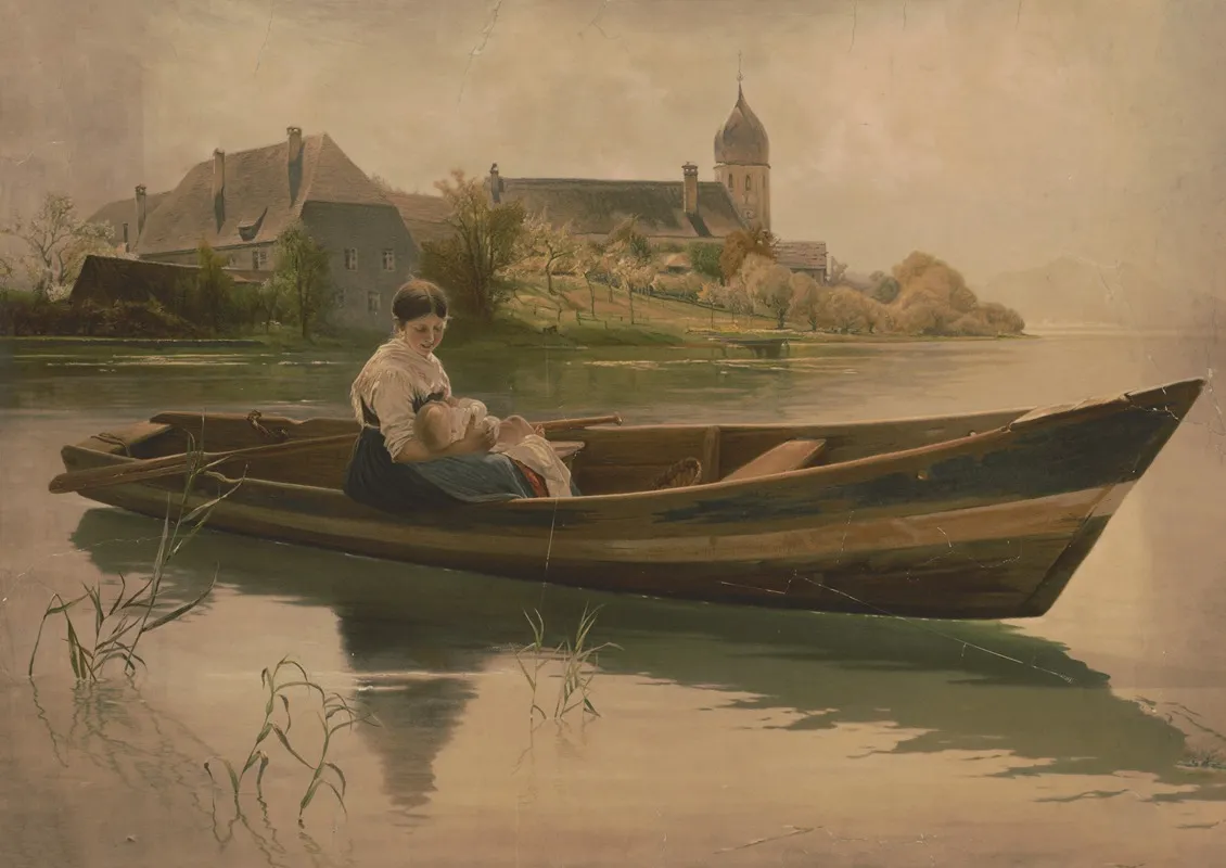Woman Holding Infant In Rowboat