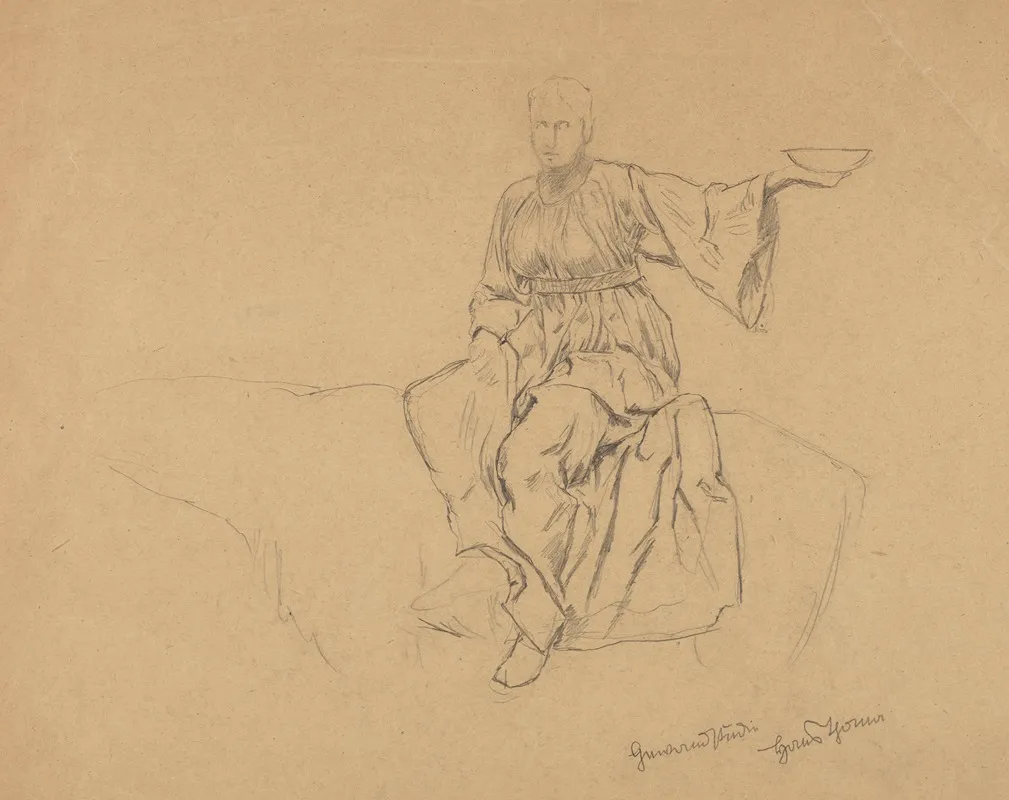 Woman In A Draped Robe On Horseback Wall Art by Hans Thoma - High-Resolution Digital Print