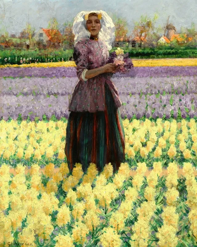 Woman In A Field Of Hyacinths