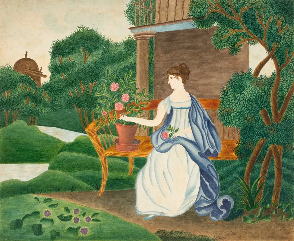 Woman In A Garden Wall Art by Sarah P. Wells - High-Resolution Digital Print