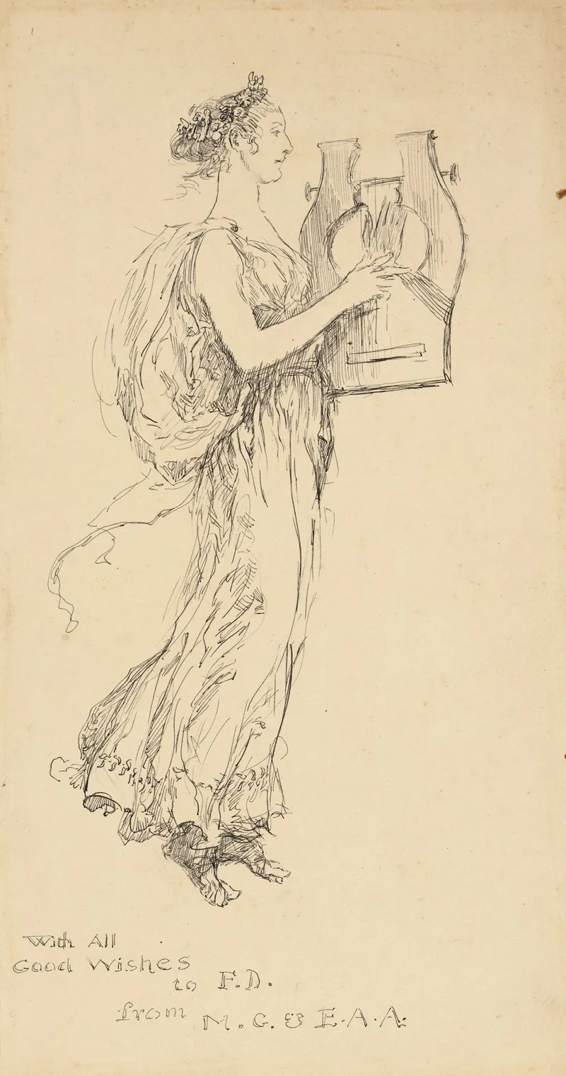 Woman In A Grecian Gown Playing A Lyre