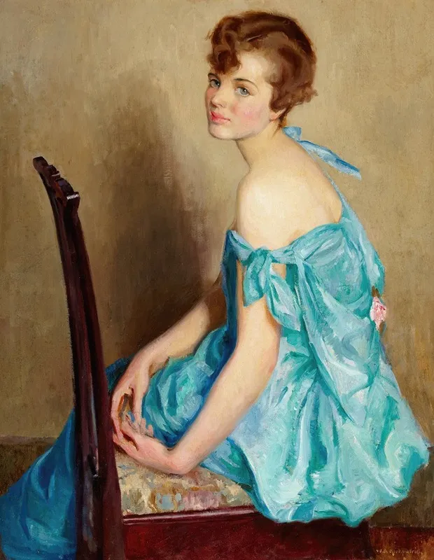 Woman In Blue Wall Art by William Arber Brown Kirkpatrick - High-Resolution Digital Print