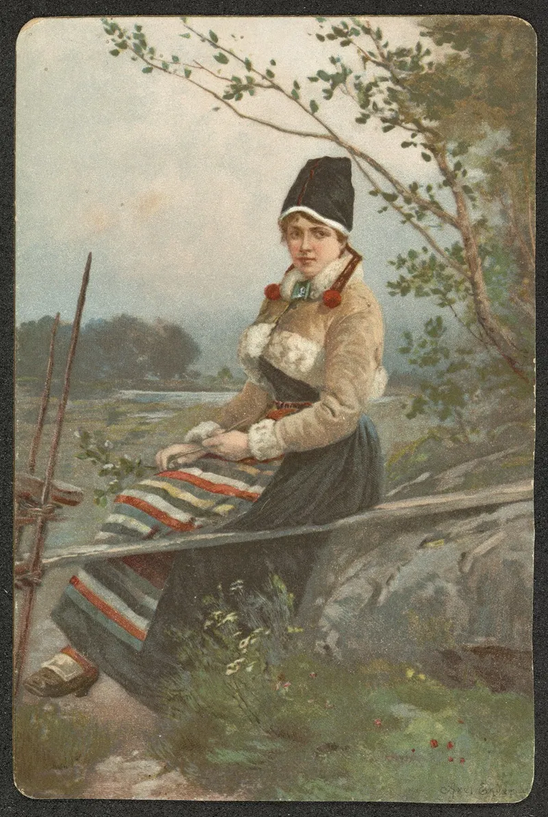 Woman In Folk Costume 2 Wall Art by Axel Hjalmar Ender - High-Resolution Digital Print