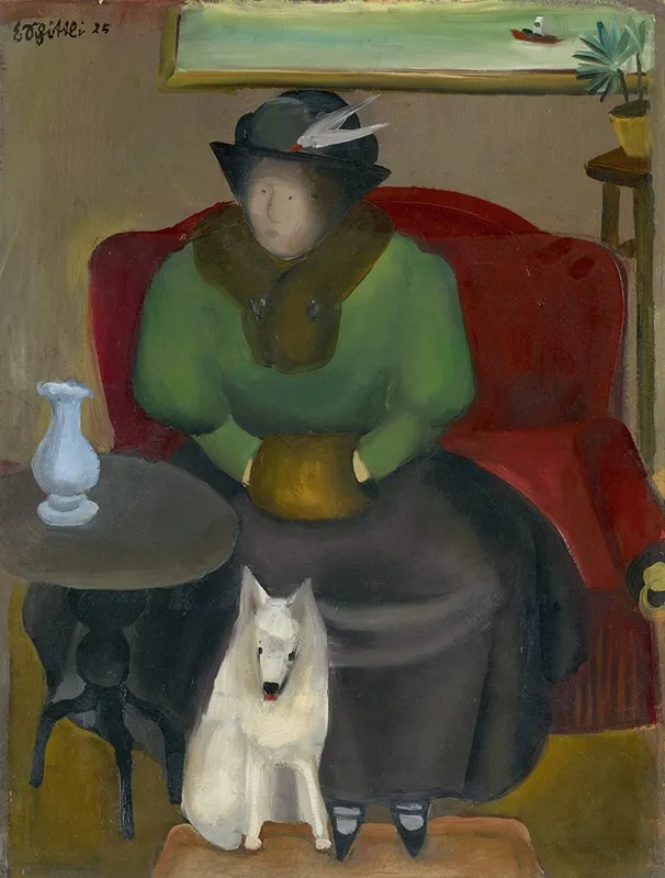 Woman In Fur With Dog Wall Art by Emanuel Schöttli - High-Resolution Digital Print
