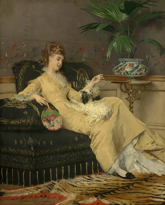 Woman In Yellow Wall Art by Gustave Léonard de Jonghe - High-Resolution Digital Print