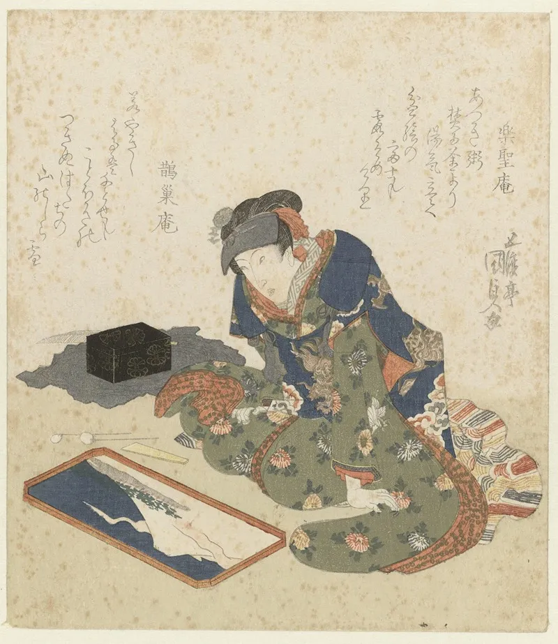 Woman Making A Sand Painting Wall Art by Utagawa Kunisada (Toyokuni III) - High-Resolution Digital Print
