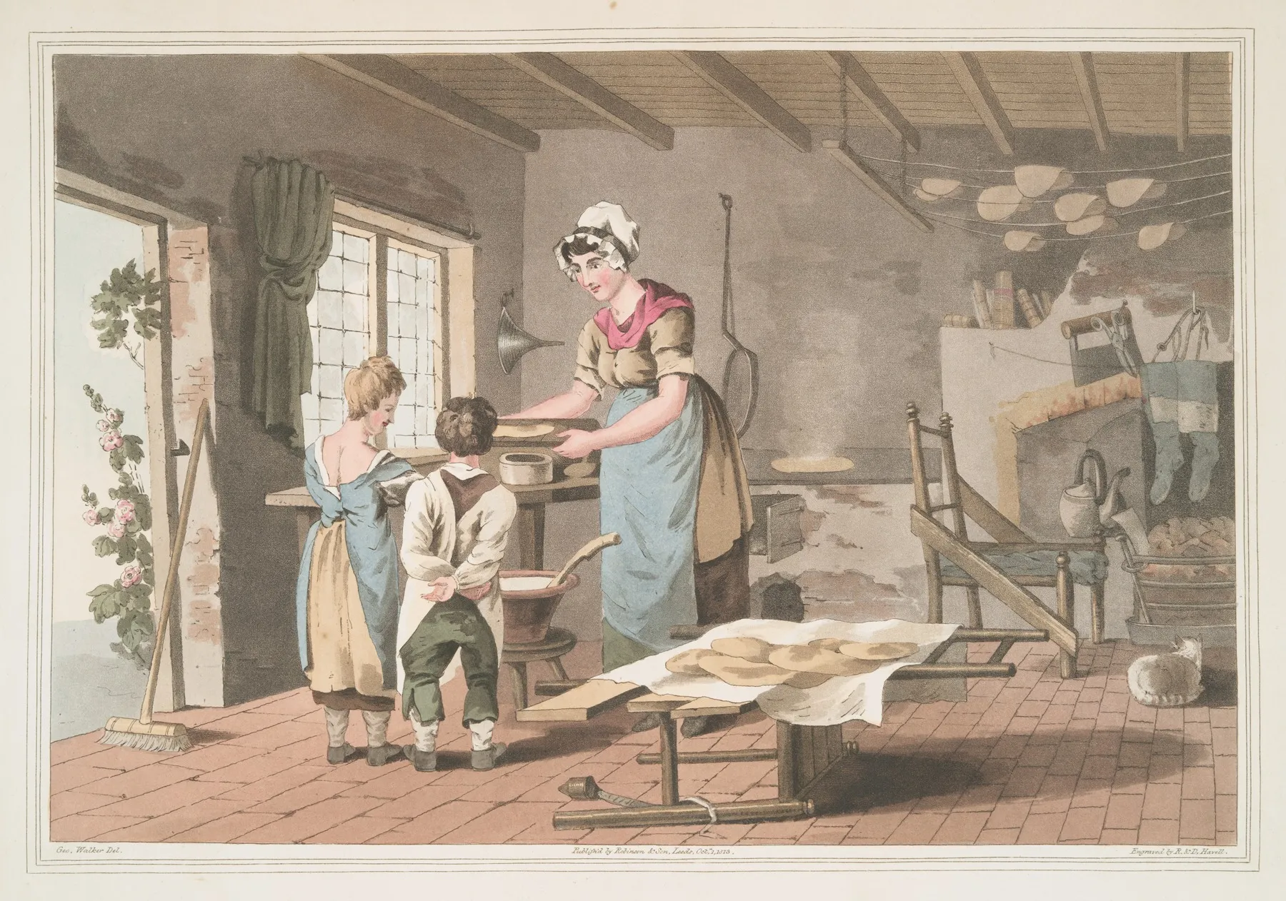 Woman Making Oat Cakes Plate 9 Wall Art by George Walker - High-Resolution Digital Print