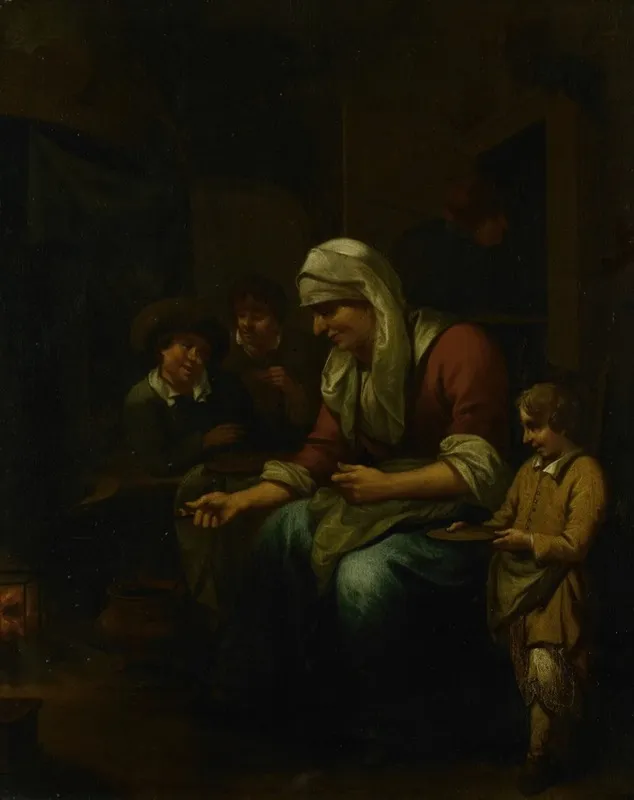 Woman Making Pancakes 2 Wall Art by Bernardus van Schijndel - High-Resolution Digital Print